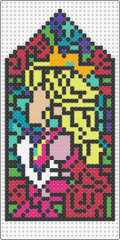 peach stained glass - stained glass,princess peach,mario,nintendo,character,intricate,tribute,colorful,gaming,red,yellow