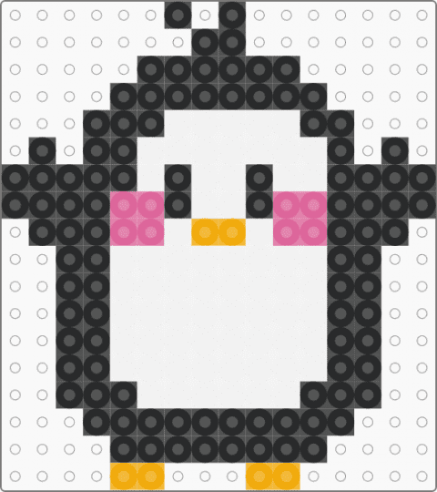 penguin from scratch - black,white,pink,orange