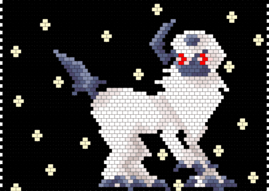 Absol - black,white,yellow,purple