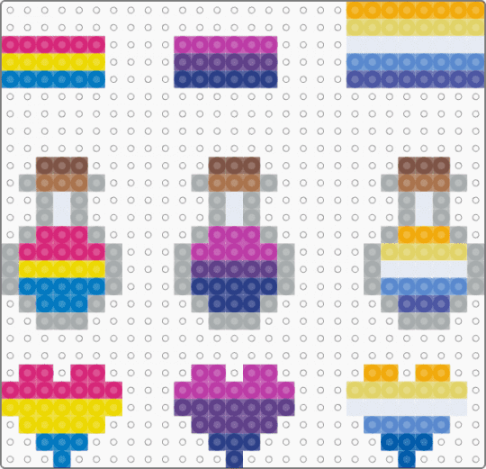 Pan,bi and aroace ideas - blue,yellow,pink,gray