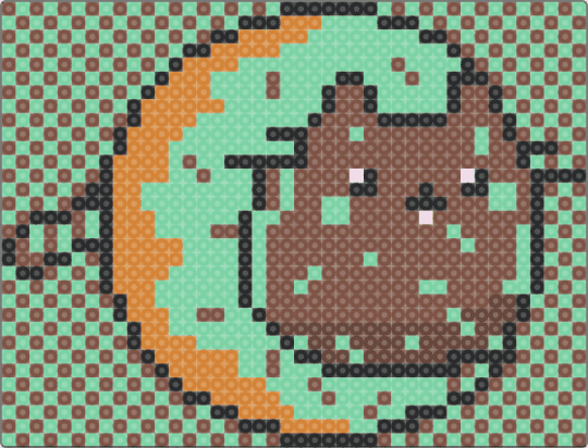 CUTESY MINT CHOCOLATE DOUGHNUT, PUSHEEN!! - tan,teal