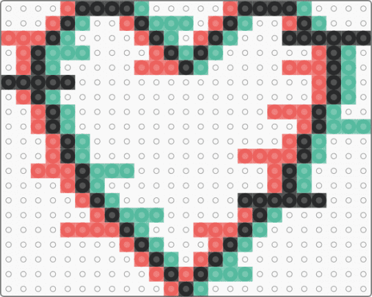 Glitched heart - red,teal