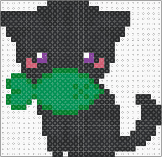 Cute Black Cat eating fishy! (Green fish) - black,green