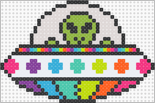 Rainbow Alien UFO - beige,green,pink