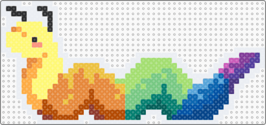 silly worm (outline) - yellow,orange,teal,colorful,worm,inchworm,beanie baby,bug,plushie,toy,nostalgia,rainbow