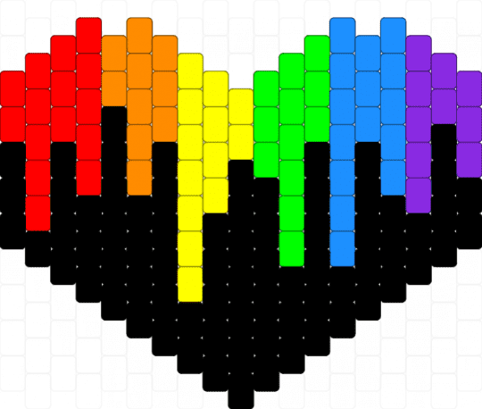 dripping heart - black, colorful, light blue, yellow
