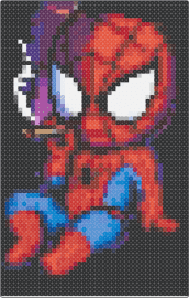 Spider - spiderman,chibi,superhero,smoking,character,comic,marvel,dark,red