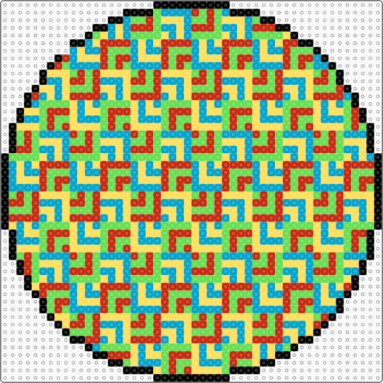 Trippy Corners (4 colors) (With Circle Border) - colorful, geometric, green, light blue, panel, red, repeating, trippy, wonky, yellow