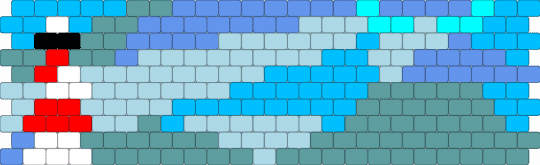 OFMD lighthouse painting - light blue,horizontal,ofmd,our flag means death,poly bead,lighthouse,painting