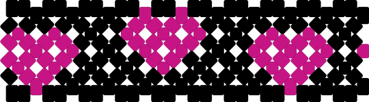 Heart x base cuff - black, pink