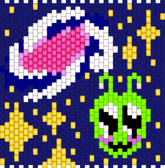 Galaxy Panel With Alien YAY (Tried my best trust) - purple,cotdgalaxyprint,alien,panel,yay,space,galaxy