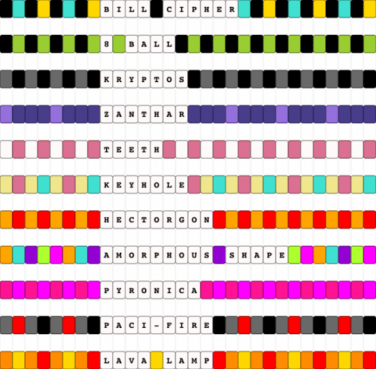Gravity Falls Singles (Pt 2 - Bill & Henchmaniacs) - gray,pink,orange,colorful,gravity falls,singles,bill cipher,henchmanicas