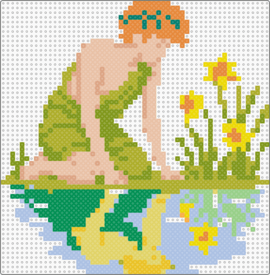 Narcissus - beige,yellow,light blue,colorful,narcissus,greek,myth,mythology