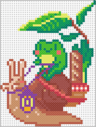 Commuter Frog - teal,green,red,tan,groceries,frog,snail,cute,kawaii