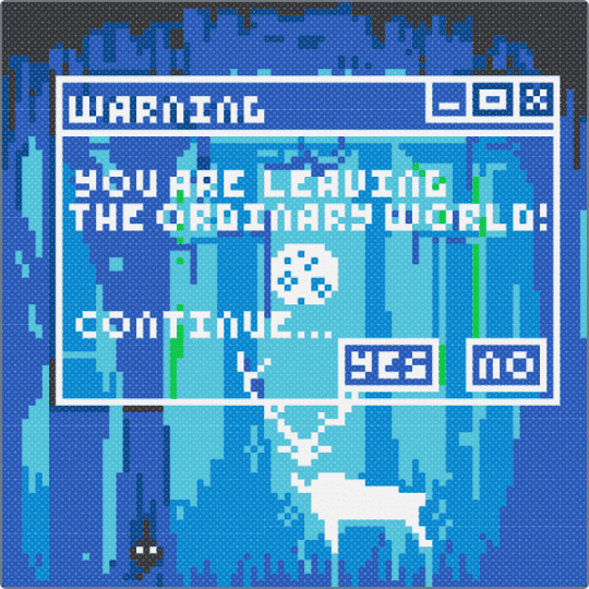 Leaving the Ordinary World - blue,fanstasy,forest,deer,warning,moon,night