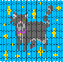 Another cat lol - cat,sparkles,stars,animal,pet,panel,blue,gray,yellow