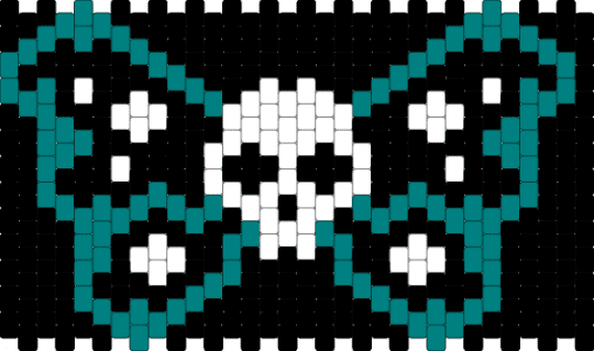 Skull butterfly v2 - kai wachi,dj,music,edm,animal,halloween,spooky,black,teal,white,kaiwachi,butterfly,skull,cuff,multistitch