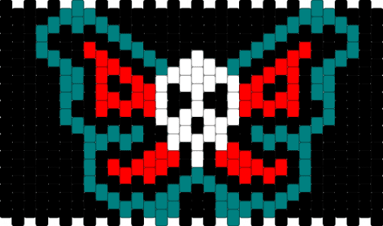 Butterfly skull - kai wachi,animal,halloween,spooky,black,teal,red,kaiwachi,butterfly,skull