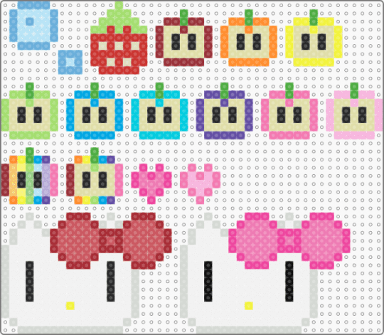 ♡°•cute perlers•°♡ 🎀🍓💝 2# - light blue,red,yellow,pink,kawaii,cute,perler,perlers,apple,hello kitty,sanrio,heart