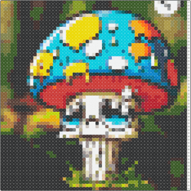 Mushroom - mushroom,sad,nature,whimsy,colorful,striking,unique,creative,contrast,presence,blue,white