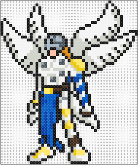 Angemon Hama - angemon, blue, digimon, hama, white, yellow