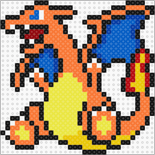 Charizard small Hama - orange,yellow,hama,pokemon,charizard