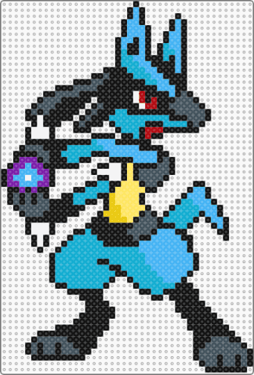 Lucario Hama - black, hama, light blue, lucario, pokemon, purple