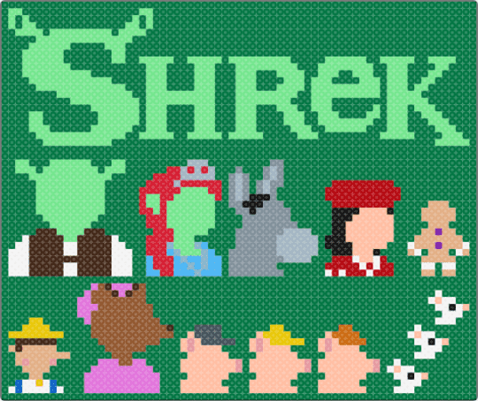 Shrek Hama - teal,green,beige,hama,shrek
