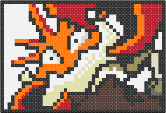 Kingler Pinball(?) - orange,red,brown,yellow,pokemon,kingler,perler,tcg