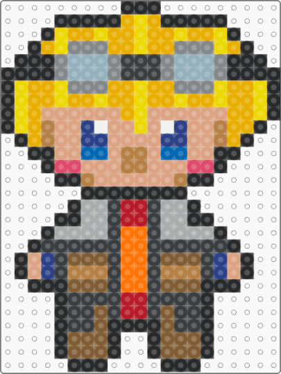 Lukas - MCSM - beige, chibi, gray, lukas, mc, mcsm, minecraft, minecraft story mode, orange, perler, story mode, tan