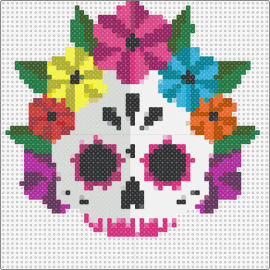 600 Skull - sugar skull,flowers,vibrant,festive,cultural,traditional,artistry,meaningful,colorful,pink,white