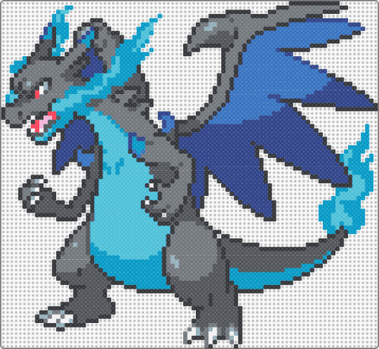mega charizard x - gray,blue,light blue