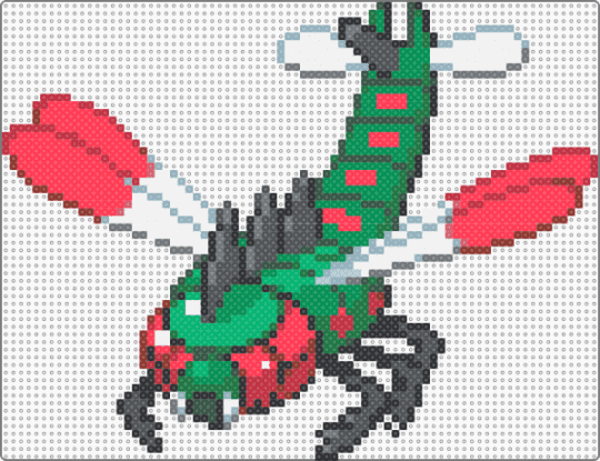 yanmega - gray,green,red
