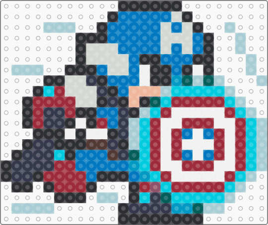 captain america - blue, light blue, purple, red