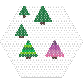 Christmastrees 2 - trees,christmas,pine,charms,festive,holiday,nature,green,pink