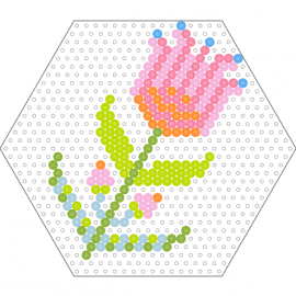 Flower 3 - flower,plants,nature,floral,hexagon,garden,spring,bloom,pink,green