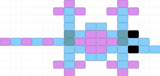 Pattern attempt: gecko - animal, attempt, character, colorful, light blue, pink