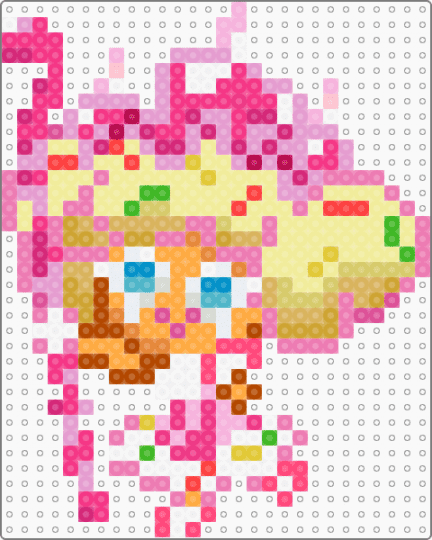 birthday cake cookie (crob) - orange,pink,yellow,crob,cookie run ovenbreak,two pegboards,cookie run,birthday cake cookie