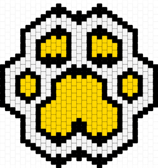 Multi stitch paw print - white,yellow