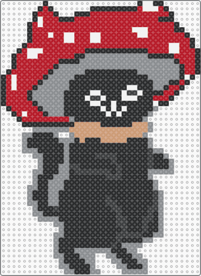 Mushroom cat - black,red,gray,cat,mushroom,cute,animal