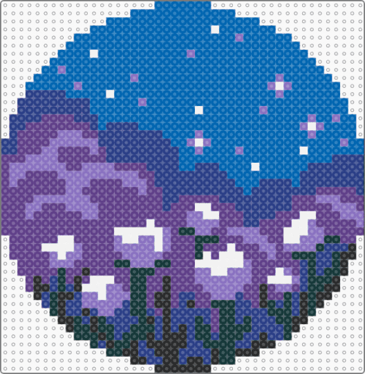 midnight flowers - purple,blue,flowers,night,stars,floral