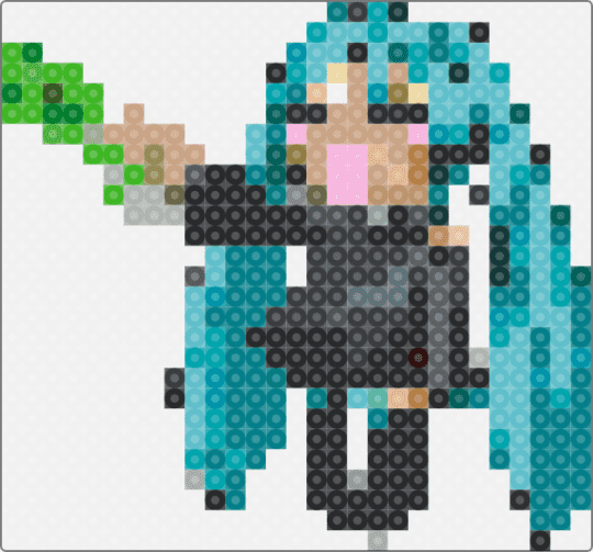 HATSUNE MIKU - white,teal,beige,gray