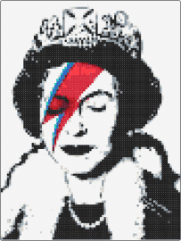 Queen Lizzy Bowie - queen,david bowie,music,portrait,mashup,black,white,red