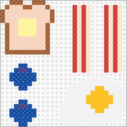 Breakfast food!🍞🥓🍳🫐 - beige, cotdbrunch, red