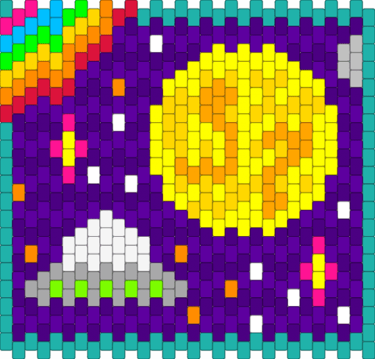 Space bag pt 2 (back) - teal,yellow,purple