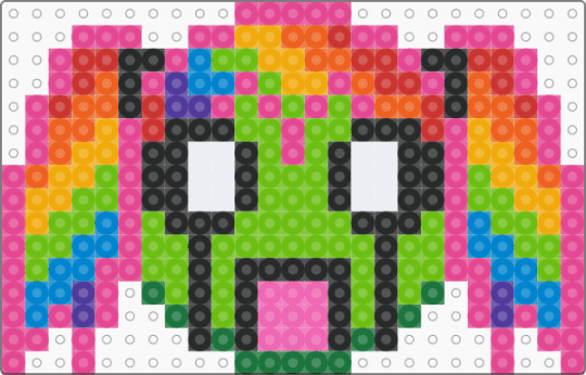 Rainbow Zombie Girl - green,pink,orange,zombie,rainbow,perler,zombiegirl