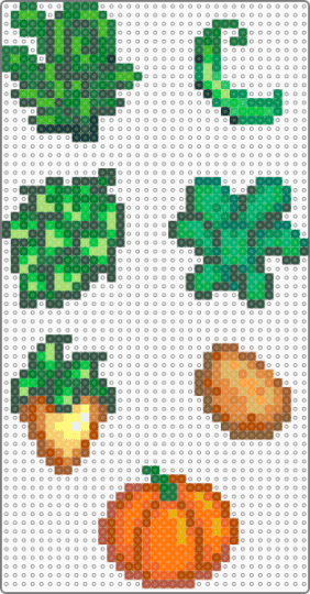 Stardew Valley vegetables n°2 - gray, green, orange