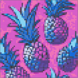 Pineapples - pineapples,tropical,fruit,neon,retro,food,blue,pink