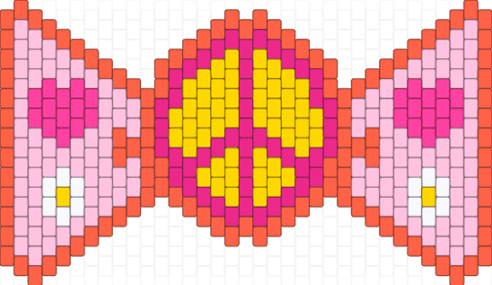 Hippy Peace Sign Bow / Bowtie - bow, bowtie, flower, heart, hippy, orange, peace sign, pink