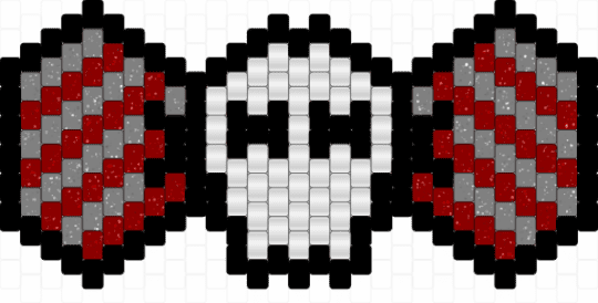Emo Skull Zig Zag Bow - red,gray,emo,zig zag,skull,bow,bowtie